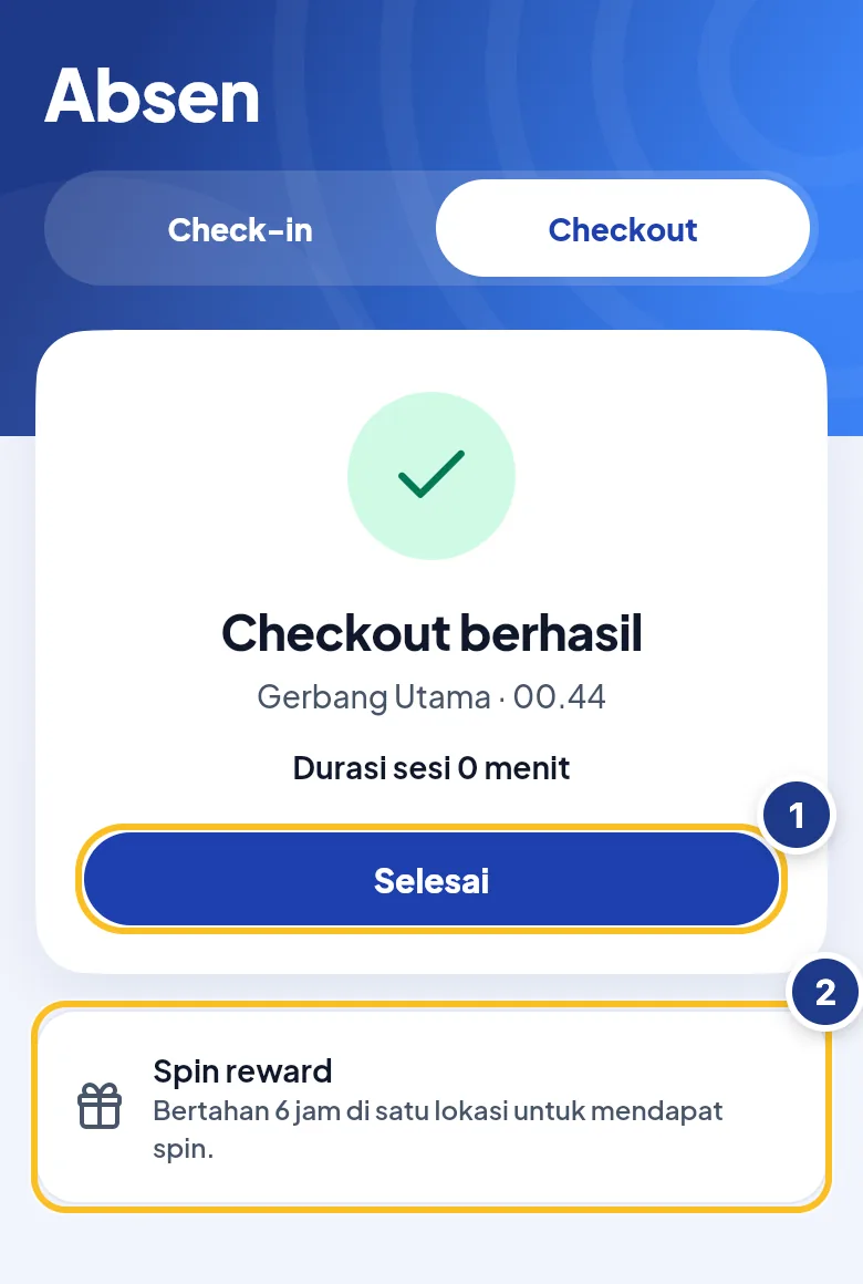 Tampilan Checkout berhasil dengan lama sesi