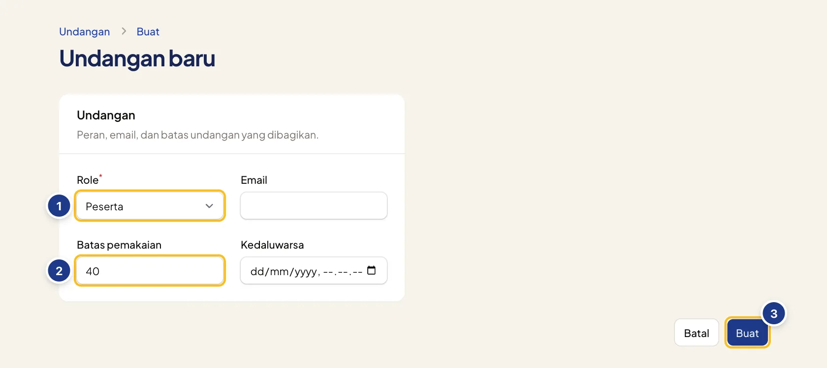 Formulir Undangan baru